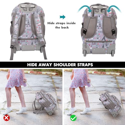 Tilami Rolling Backpack for Kids 18 inch Boys and Girls Laptop Backpack,Grey - color: Grey