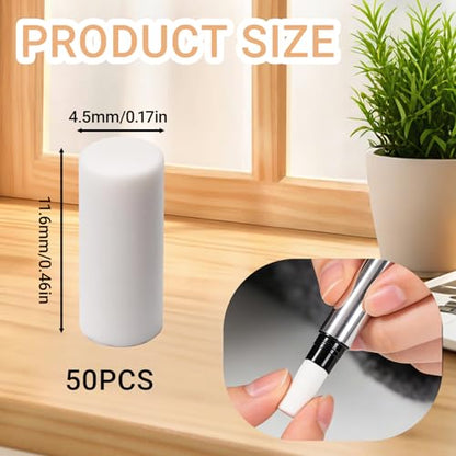 50 PCS Mechanical Pencil Eraser Refills, Refill Erasers for Propelling Pencils, White Universal Traceless Eraser Replacement for Office, Notebook, Drafting, School, Traceless, Smudge-Free
