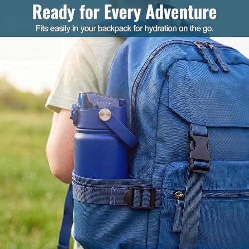 OLDLEY 18oz Insulated Water Bottle with 2-in-1 Straw & Chug Lid, Leakproof Stainless Steel Bottle, Cup Holder Friendly Vacuum Water Bottle for Travel, and School,Royal Blue - color: Royal Blue