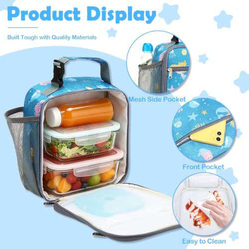 FlowFly Kids Lunch box Insulated Soft Bag Mini Cooler Back to School Thermal Meal Tote Kit for Girls, Boys, Mermaid - color: Mermaid