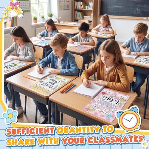Yeaqee 32 Pcs Classwork Folders Homework Folders for Students Classwork Pocket Folder Portfolio Folder Homework Organizer for Classroom School Teachers Gifts Educational Supplies (School Doodles) - style: School Doodles