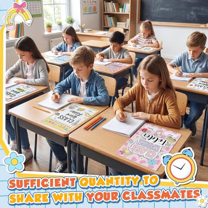 Yeaqee 32 Pcs Classwork Folders Homework Folders for Students Classwork Pocket Folder Portfolio Folder Homework Organizer for Classroom School Teachers Gifts Educational Supplies (School Doodles) - style: School Doodles