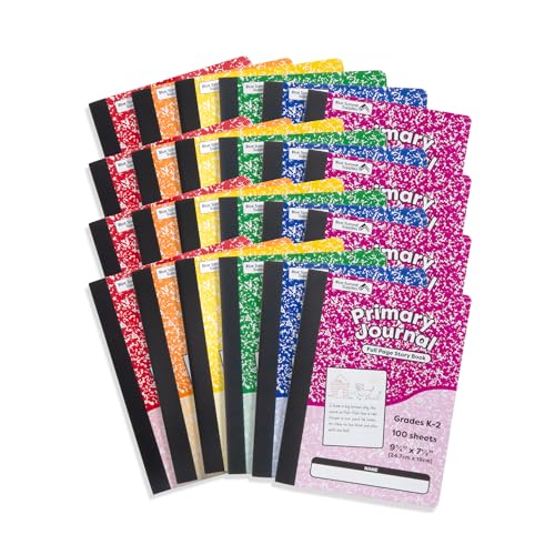 Blue Summit Primary Writing Journals For Kids, Primary Composition Notebook K-2, Kindergarten Notebook For Kids to Learn to Write, 100 Sheets, 24 Pack, Assorted Colors - size: 24 Pack, style: Full Page