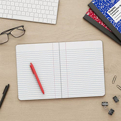 STAPLES Composition Notebook, 7.5” x 9.75”, College Ruled, 100 Sheets, Black/White Marble, 4‑Pack - size: 4 Pack, style: Black