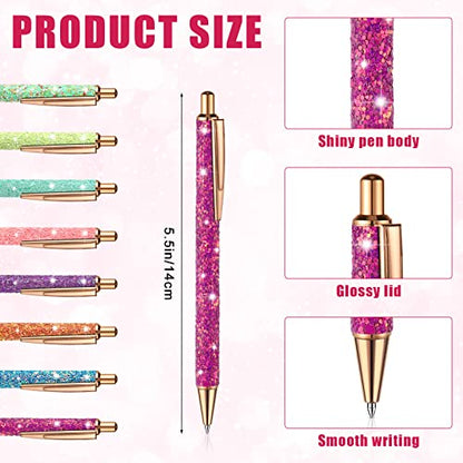 Sherr 16 Pcs Glitter Pens and Notebooks Set Mini Spiral Notepads Fancy Pens for Kids Girls Women Sparkly Sequins Journaling Ballpoint Christmas Birthday Gift Classroom Rewards(Classic Color) - color: Multi Color