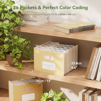 EcoStash 26포켓 아코디언 파일 오거나이저, 밀짚 파일 폴더, 업라이트 및 오픈 탑, A-Z 지폐 영수증 오거나이저, 100% BPA 프리, 자연으로 돌아가기, 건강한 생활, 레터/A4 사이즈 - 밀 옐로우 - color: 밀 옐로우, size: 26 Pockets