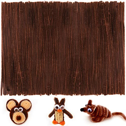 Iooleem 200pcs Brown Pipe Cleaners, Chenille Stems, Pipe Cleaners for Crafts, Flower Making Pipe Cleaner Crafts, Art and Craft Supplies. - color: Dark Brown, size: Small Pack