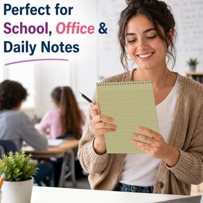 gisgfim 6 Pcs Boho Top Bound Spiral Notebooks 8-1/2" x 11" College Ruled Aesthetic Legal Pad Steno Pads Paper Notebook Wirebound Notepad for Writing School Office Business Supplies - color: Boho colorful