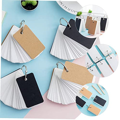 DOITOOL 4pcs Blank Flashcards with Binder Ring DIY Note Pads for Vocabulary Daily Planning and Creative Writing Black and Kraft Paper Memory Cards