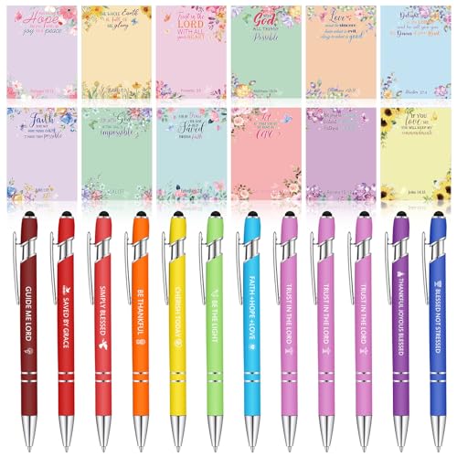 Geyee 24 Pcs Back to School Teacher Gifts Religious Sticky Notes with Funny Pens 3 x 4 Inch Employee Appreciation Gifts for Coworkers Teacher Office Staff Work Team Appreciation Gift - style: Religious
