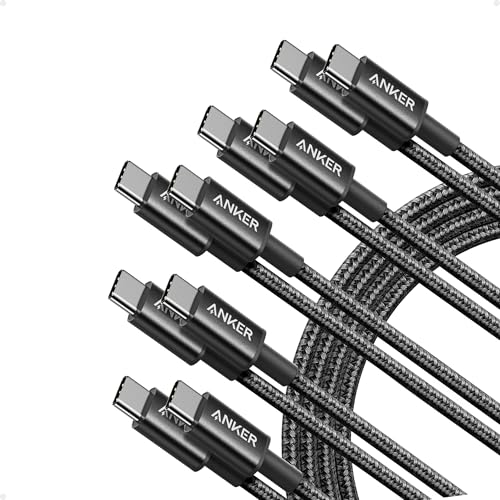 Anker USB C to USB C Cable, Type-C 60W Fast Charging Cable (6 FT, 5Pack) for iPhone 17 Series, iPad mini 6 and More (Black) - color: Black, size: 6FT*5