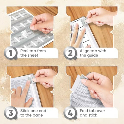 EssexWares - Silver Mist Bible Tabs for Old and New Testament, 80 Large Print Tabs for Bible Study, Water-Resistant and Durable Index Tabs for Women and Men - 1.7" Wide - color: Silver Mist