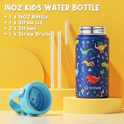 Fimibuke Kids Bento Lunch Box with 4 Compartments, Insulated lunch Bag, Stainless Steel Insulated Water Bottle, Ice Pack & Utensils Set, Birthday Gifts for Ages 3-12 Back to School Toddler Girls Boys - color: A6. Green Dinosaur
