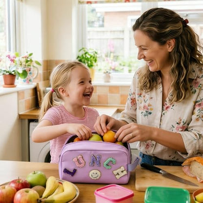 Small Lunch Bag for Girls with 2 Ice Packs, Insulated Mini Lunch Box, Freezable Cooler Bag for Kids Toddler, Reusable Snack Bags for School, Cute Lunchbox Back to School Supplies