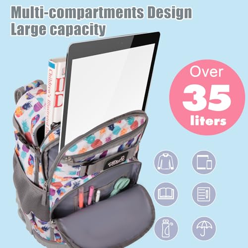 Tilami Rolling Backpack for Kids 18 inch Boys and Girls Laptop Backpack,Pine apples - color: Pine Apples