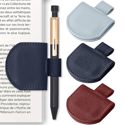 SESENSE Magnetic Pen Holder for Notebook - 3 Pcs Leather Magnetic Bookmarks Holder for Reading Women, Book Lover Gifts for Bookish, Standard Size - color: Color Set B 3 Pcs, size: Standard Size