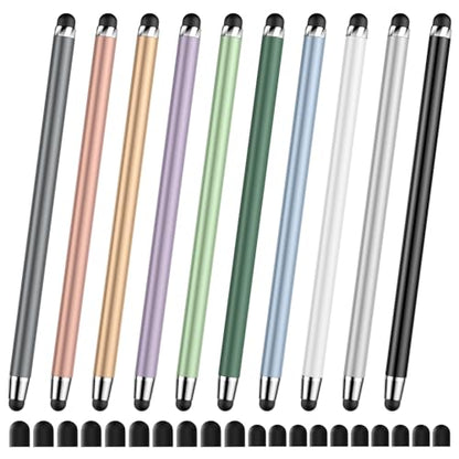 Stylus(10-Pack),Stylus Pen for Touchscreen iPad.2-in-1 Universal Stylus | High Sensitivity,Rubber Tip,Metal barrel,,No Charging,Compatible with iPad,iPhone,Tablets,and Android Tablets Devices - color: Grey/Gold/Purple/Green/Blue/White/Silver/Black