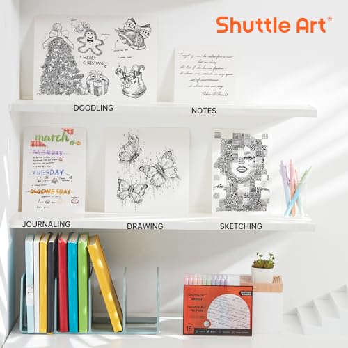Shuttle Art Retractable Pastel Shifting Gel Ink Pens, 15 Pack Black Ink Pens, Cute Pens 0.5mm Fine Point Soft Aesthetic Barrel for Smooth Writing Journaling Taking Notes School Office Home - color: 15 Black Ink--Shifting Barrel