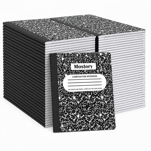 MOSTORY Pack of 500 Bulk Composition Notebook -Wide Ruled 200 Pages (100 Sheets), Size 7.5" x 9.75", Bulk School Supplies, Office, Bulk Notebooks for School, Writing Journal Notebook with Lined Paper - size: 500 Pack