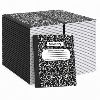 MOSTORY Pack of 500 Bulk Composition Notebook -Wide Ruled 200 Pages (100 Sheets), Size 7.5" x 9.75", Bulk School Supplies, Office, Bulk Notebooks for School, Writing Journal Notebook with Lined Paper - size: 500 Pack