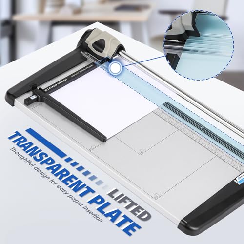 Rotary Paper Trimmer, 15 Sheets Heavy Duty Paper Trimmer, 480mm(18.90") Cutting Length, Commercial Grade Rotary Paper Cutter for Home/Office/School, Black & Silver - size: 18.90"