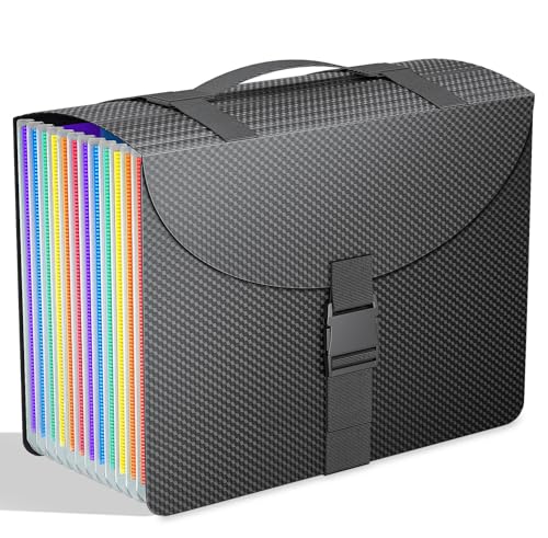 TOPCJ Expanding File Folders with Handle,Accordion File Organizer 13 Expandable Pockets,Portable Filing Box,Adjustable Support Strap,Colored Tabs,Paper Document Organizer,A4/Letter Size Diamond - color: Diamond, size: 13-Pockets