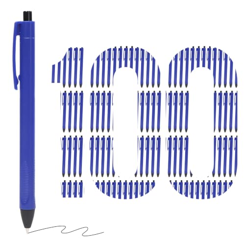 100 Pack Ballpoint Pens Bulk,1.0 mm Medium Point Black Ink Blue Barrel | Retractable, No Smear, No Bleed, Quick Dry Smooth Writing Click Pens for Studying, Journaling, Office and Everyday Use - color: Blue-100pieces