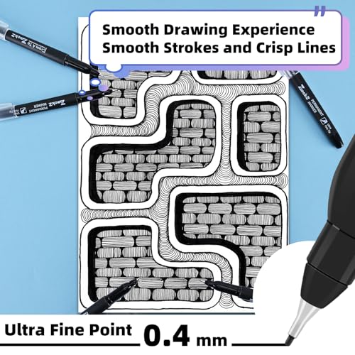 ZackZ Ultra Fine Point Permanent Black Marker, 0.4 mm Tip, 65 pack, Waterproof & Fade-Proof Ink, Quick Drying, Writing on Paper, Plastic, Metal, Glass - size: 1 Count (Pack of 65)