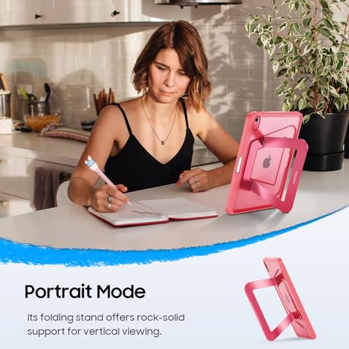 Fintie Shockproof Case for iPad (A16) 11th Generation 11 Inch (2025), iPad 10th Generation 10.9 Inch (2022) - [Built-in Pencil Holder] Slim Frosted Protective Cover with Multi-Angle Kickstand, Pink - color: Pink
