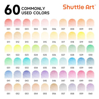 Shuttle Art 파스텔 색연필 60개, 성인용 컬러링을 위한 색연필, 선물 틴 박스에 담긴 소프트 코어 연필, 어린이 성인 초보자 아티스트 드로잉 컬러링 스케치 - color: 60가지 파스텔 색상