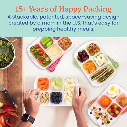 Bentgo Easyboxes - Reusable 5-Compartment Food Containers, Stackable 8-Piece Set, 4 Trays & 4 Lids, BPA-Free Food Storage for Meal Prep, School, & Work; Lunch Boxes with Patented Design (Classic) - color: Classic