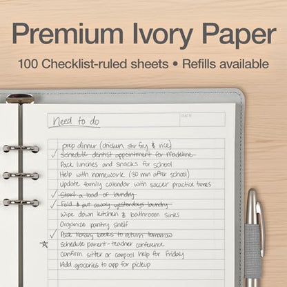 Oxford 6-Ring Professional Notebook, 7 x 9 Inch, Refillable Notebook, Writing Journal, Ivory Paper, 100 Sheets, Blush Pink Faux Leather Cover (90005) - size: Blush