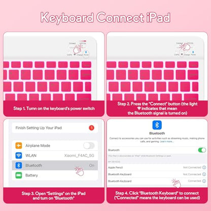 YBING for iPad A16 Case with Keyboard /11th Gen (2025) & iPad 10th Gen 10.9” (2022), 7-Color Backlit Detachable Keypad, 360° Rotating Magnetic Cover with Pencil Holder (Watermelon Red) - color: Watermelon Red