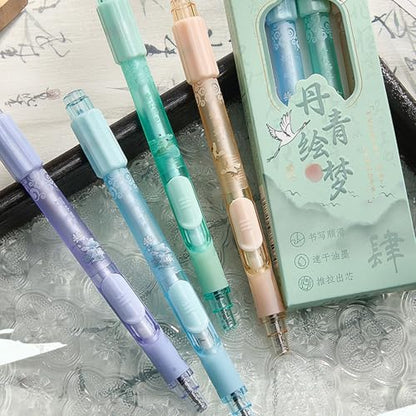 4 Pcs Quick Drying Gel Inks Pen Smooth Writing Tool Retractable Back to School Supplies for Students Inks - color: Flowers Dream