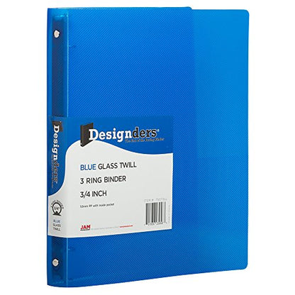 JAM PAPER Plastic 0.75 inch Binder - Blue 3 Ring Binder - Sold Individually - color: Blue, size: 0.75 inch