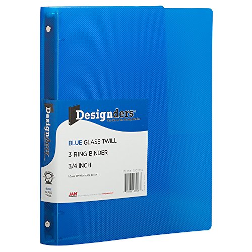 JAM PAPER Plastic 0.75 inch Binder - Blue 3 Ring Binder - Sold Individually - color: Blue, size: 0.75 inch