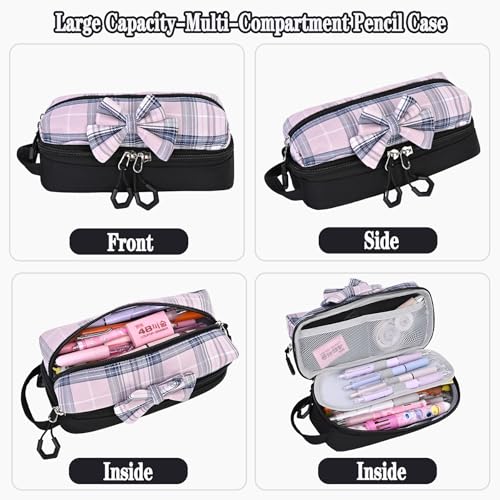 NSEQB Girls Backpack,Kids School Backpack With Lunch Box Pencil Case Set,Cute Childrens Schoolbag For Girls - color: Black-3PCS