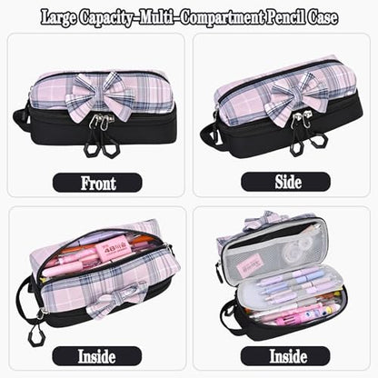 NSEQB Girls Backpack,Kids School Backpack With Lunch Box Pencil Case Set,Cute Childrens Schoolbag For Girls - color: Black-3PCS