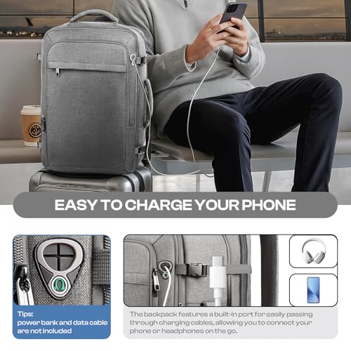 Carry on Backpack, Travel Friendly, Fits TSA requirement, Grey | Extra Large 60L Travel Backpack TSA Approved, Water Resistant Bag, Expandable Laptop Bagpack, Travel Backpack for me - color: Grey, size: 3X-Large