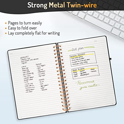 Forvencer Lined Spiral Journal Notebook with 300 Numbered Pages, B5 College Ruled Thick Journals for Writing with 100GSM Paper, Hardcover Notebooks with Contents for Work, School, Women, Men, Black | College Ruled Thick Journals for Writing with 100GSM Pa