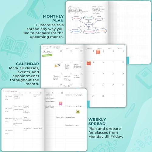 Clever Fox Teacher Planner, School & Homeschool Book, A4 Size Turquoise | Undated, 8.5x11, lay-flat binding, heavy-duty hardcover, teacher lesson weekly & daily planner, homeschool supplies - color: Turquoise, size: A4 (8.5" x 11")