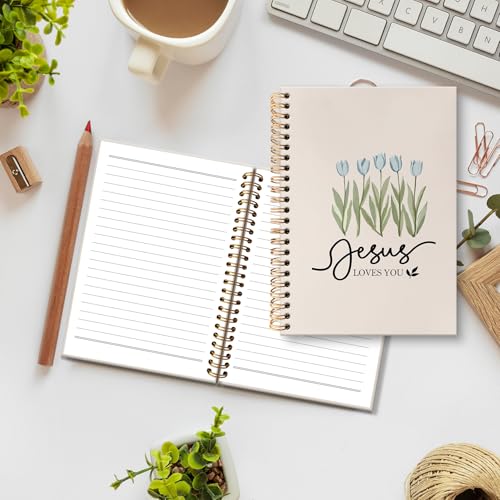 huester Christian Tulip Floral Notebook Journal, Jesus Loves You Bible Verse Journal for Women, Religious Scripture Notebooks for Note Taking, Bible Hardcover Spiral Notebook, 5.5x8.3 Inch - color: Christian02