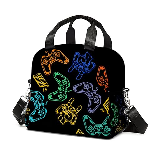 Game Lunch Bag Reusable Insulated Lunch Box Large Capacity Meal Tote for Kids Boys Girls Cooler Bag Waterproof Adjustable Shoulder Strap Gaming Lunch Tote for Work School Picnic Travel Hiking - color: Game03