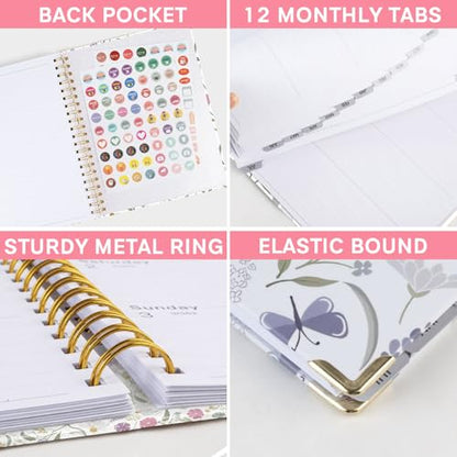 Planner 2026-2027, Weekly and Monthly Academic Planner, Jul 2026 - Jul 2027, 8.5"x11" Large Hardcover Daily Planner Calendar with Tabs for Women, Year Planning Agenda for Teacher and Student (Flowers-1) - color: Flowers-1