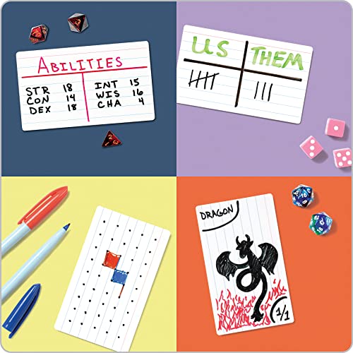 Oxford Dry Erase Index Cards, 3x5 Ruled, Reusable Flash Cards, Double Sided Dry & Wet Erase Cards for Gaming, Study or Vocabulary, 100-Pack (63512) - style: 100 Ruled