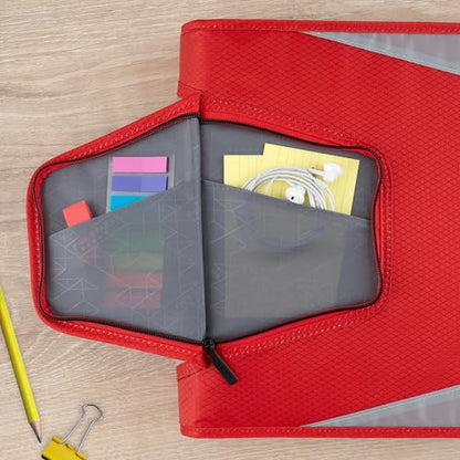 Five Star Zipper Binder 1.5 Inch O-Rings Case Organiser with 3-Pocket Expanding File, 500 Sheet Capacity, Crimson Fade (280146K) - color: Crimson Fade