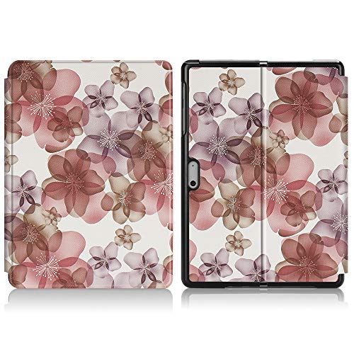Gylint Case for Surface Go 4 2023 /Go 3 2021 /Go 2 2020 /Surface Go 2018, Slim Fit Leather Smart Case Cover with Pencel Holder for Microsoft Surface Go Flower - color: Flower