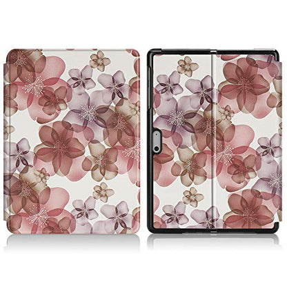 Gylint Case for Surface Go 4 2023 /Go 3 2021 /Go 2 2020 /Surface Go 2018, Slim Fit Leather Smart Case Cover with Pencel Holder for Microsoft Surface Go Flower - color: Flower