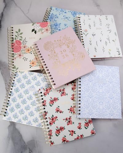 WORLD TRAVELER 2026 Planner Weekly & Monthly Hardcover Spiral Agenda | Hardcover Spiral Lay-Flat Binding, Weekly and Monthly Planning Pages, January to December 2026, 7x8.75 Compact Format - color: Multi/Floral