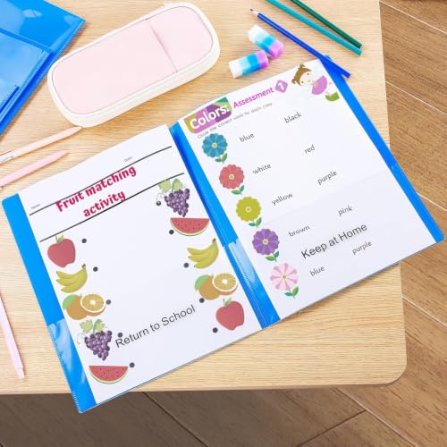 Apipi 24 Pcs Take Home Folders with Pockets for Elementary Students, Blue | Durable Kindergarten Parent-Teacher Communication Plastic Folders, Back to School Teacher Supplies for Classroom - color: Blue
